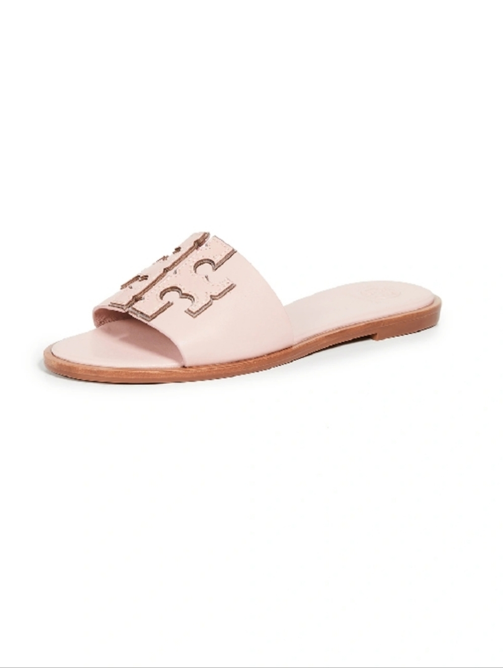 Tory Burch Ines Leather Slide Sandals In Seashell Pink Size 11